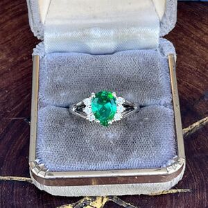 Sterling Silver 925 Emerald Cubic Zirconia Ring Size 7.5 Holsted